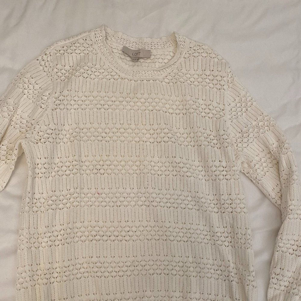 LOFT White Knit Sweater Size XL.